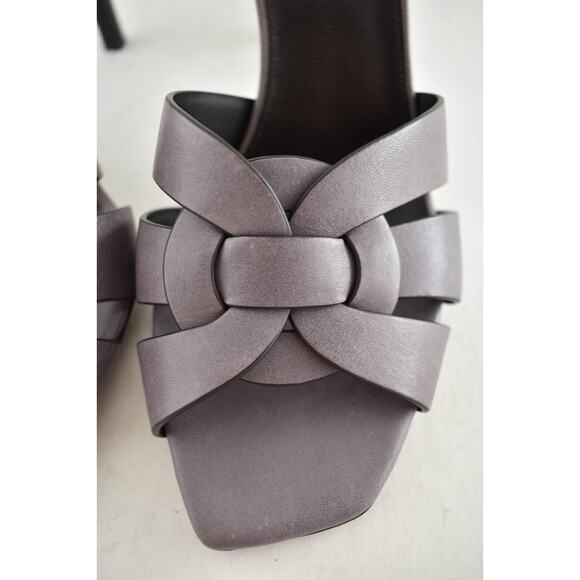 Saint Laurent Tribute 85 Mule Sandal Iris Purple Leather Backless Heel Pump 40 - Picture 11 of 16